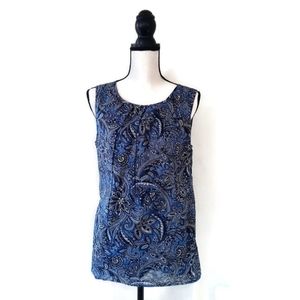 Talbots Cotton Paisley Sleeveless Lined Top
